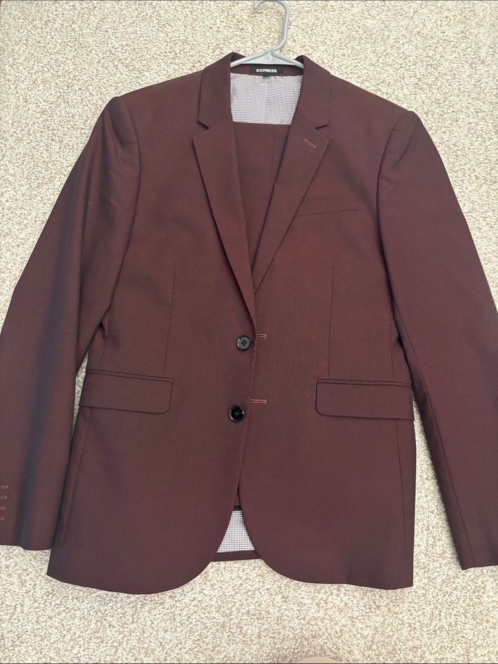 Express Men's Burgundy Two-Button Suit Set